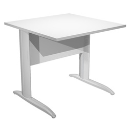 [74360] SCRIVANIA LINEARE 80X80cm BIANCO - fianchi vernic. effetto cromato EASY
