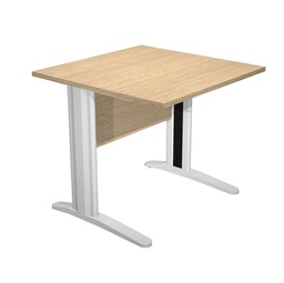 [89525] Scrivania lineare 80X80cm Rovere - fianchi vernic. effetto cromato EASY