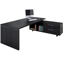 [74291] SCRIVANIA MANAGER 180X90cm c/mobile servizio rev. NERO VEN. - PRESTIGE