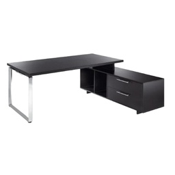 [74295] SCRIVANIA MANAGER 180X90cm c/mobile servizio rev. NERO VEN. - PRESTIGE METAL