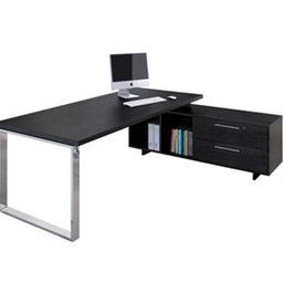 [74295] SCRIVANIA MANAGER 180X90cm c/mobile servizio rev. NERO VEN. - PRESTIGE METAL