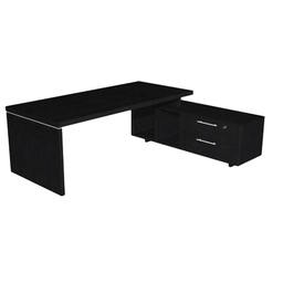 [74293] SCRIVANIA MANAGER 210X90cm c/mobile servizio rev. NERO VEN. - PRESTIGE