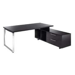 [74297] SCRIVANIA MANAGER 210X90cm c/mobile servizio rev. NERO VEN. - PRESTIGE METAL
