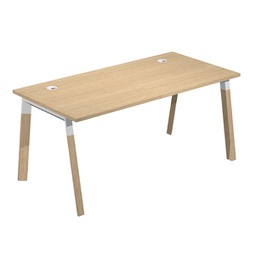 [94056] Scrivania Woody Superior 140x80cm piano rovere/gambe bimat. metal/massello