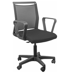 [92540] Sedia home/office Smart Light schienale in rete nero seduta nera c/braccioli