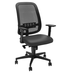 [92345] Sedia operativa Equity schienale PP e seduta similpelle nera c/bracc.