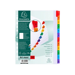 [74629] SEPARATORE Numerico 1-12/A4 Maxi in CARTONCINO 160gr Exacompta