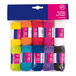 [91570] Set 10 matasse 100 cotone lung. 30mt colori assortiti Cwr