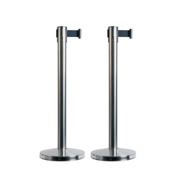[80273] Set 2 COLONNINE SEGNAPERCORSO con nastro NERO 210cm Budget Retractable Securit