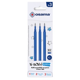 [73380] Set 3 refill inchiostro gel RiSCRIVI cancellabile 0,7mm blu OSAMA