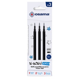 [73379] Set 3 refill inchiostro gel RiSCRIVI cancellabile 0,7mm nero OSAMA