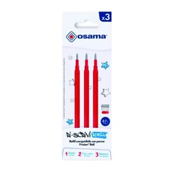 [73381] Set 3 refill inchiostro gel RiSCRIVI cancellabile 0,7mm rosso OSAMA