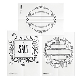 [86924] Set 3 stencil su foglio A2 a tema ''SCONTI'' Securit