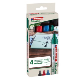 [80195] SET 4 MARCATORI PERMANENTI 21 ECOLINE P.CONICA COLORI ASSORTITI EDDING