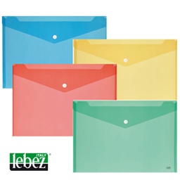 [68139] SET 5 BUSTE CON BOTTONE A4-33,5x23,5cm COLORI ASSORTITI LEBEZ ART.2192