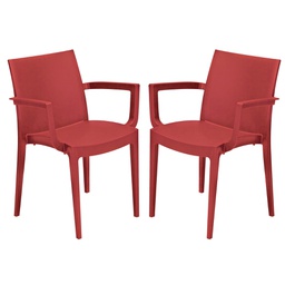 [97498] Set da 2 sedie con braccioli Venice in polipropilene rosso Grand Soleil