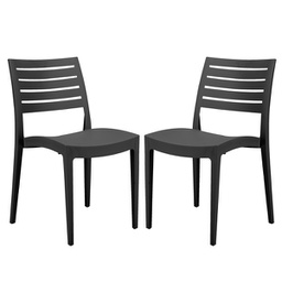 [97491] Set da 2 sedie Firenze in polipropilene antracite Grandsoleil