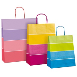 [94707] Shopper Bicolor c/manici in carta ritorta 16x8x21cm colori assort. Rex Sadoch