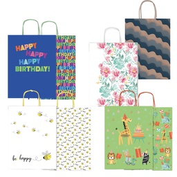 [89466] Shopper carta kraft c/manici carta ritorta 36x41x12cm fantasie ass. Rex Sadoch