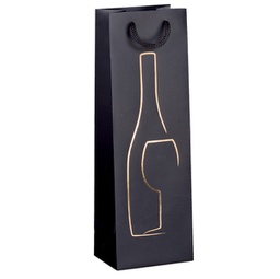 [94711] Shopper portabottglie c/manici in corda 12x37x9cm nero Rex Sadoch