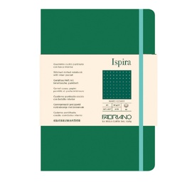 [94746] Taccuino c/elast. Ispira cop. rigida f.to A5 96fg. puntinato verde Fabriano
