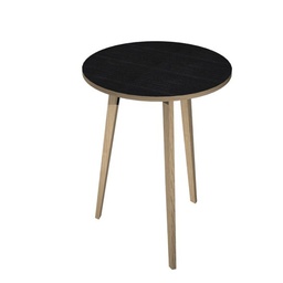 [92496] Tavolo alto tondo D80xH105cm Rovere/Nero venato Woody