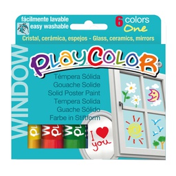 [79551] TEMPERA SOLIDA PER VETRI PLAYCOLOR 6 COLORI BRILLANTI IN STICK