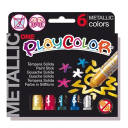 [71135] TEMPERA SOLIDA PLAYCOLOR 6 COLORI METAL in STICK da 10GR