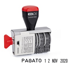 [38138] Timbro DATARIO + POLINOMIO 04000WD 12 diciture 4mm COLOP