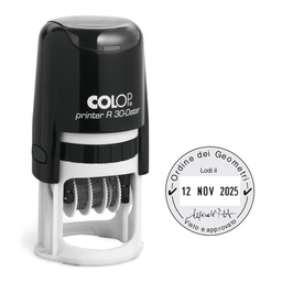 [80447] Timbro DATARIO R30 diametro 30mm 4righe autoinchiostrante personalizzabile COLOP