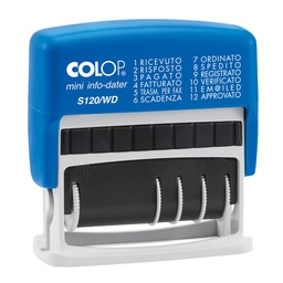 [38128] Timbro mini S120WD DATARIO + POLINOMIO 12diciture 4mm autoinchiostrante COLOP