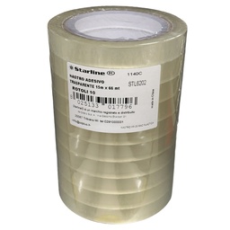 [STL6202] TORRE 10 ROTOLI NASTRO ADESIVO 15MMX66MT TRASPARENTE STARLINE