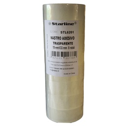 [STL6201] TORRE 8 ROTOLI NASTRO ADESIVO 19MMX33MT TRASPARENTE STARLINE