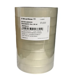 [STL6203] TORRE 8 ROTOLI NASTRO ADESIVO 19MMX66MT TRASPARENTE STARLINE