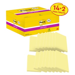 [74004] VALUE PACK 14+2 BLOCCO 90fg Post-it® Super Sticky Giallo Canary 76x127mm