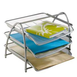 [61918] Vaschetta portacorrispondenza 3 ripiani MESH in rete metallica argento ALBA