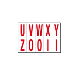 [101828] Foglio con 10 lettere autoadesivi da U a Z rosso/bianco 56x99mm