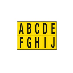 [101832] Foglio con 10 lettere autoadesive da A a J nero/giallo 70x124mm