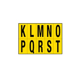 [101824] Foglio con 10 lettere autoadesivi da K a T nero/giallo 56x99mm
