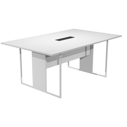 [100929] Tavolo riunione 180x110cm bianco / gamba bianco / top nero ESSENCE