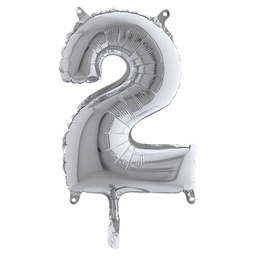 [99132] Palloncino in mylar h.36cm numero ''2'' argento Big Party