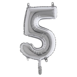 [99135] Palloncino in mylar h.36cm numero ''5'' argento Big Party