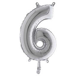 [99136] Palloncino in mylar h.36cm numero ''6'' argento Big Party