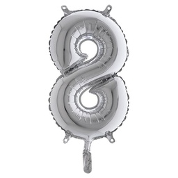 [99138] Palloncino in mylar h.36cm numero ''8'' argento Big Party