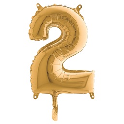[99142] Palloncino in mylar h.36cm numero ''2'' oro Big Party