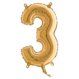 [99143] Palloncino in mylar h.36cm numero ''3'' oro Big Party