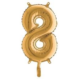 [99148] Palloncino in mylar h.36cm numero ''8'' oro Big Party