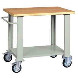 [99086] Banco da lavoro con ruote 100x75x90cm grigio/legno