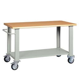 [99087] Banco da lavoro con ruote 150x75x90cm grigio/legno