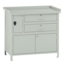[99095] Banco da lavoro con 2 cassetti e 1 vano 100x67x90cm grigio
